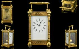 French Late 19th Century Brass Carriage Clock of Good Form.