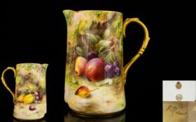 Royal Worcester Hand Painted and Signed Jug ' Fallen Fruits ' Stillife. Signed F.