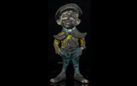 An Austrian Cold-Painted Bronze Victorian Urchin - Modelled With Superb Detail Height 3.