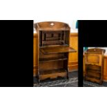 Early 20th Century Oak Arts And Crafts Writing Desk Bookcase Fall front with fitted interior above