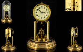 Gustav Becker Impressive 400 Day Anniversary Brass Torsion Mantel Clock Under an original glass