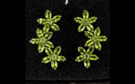 Peridot Triple Flower Earrings,