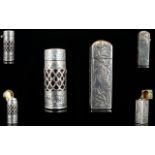 Victorian Period ( Late ) Stunning Solid Silver Cased Scent Bottle of Cylindrical Shape with