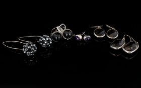 A Collection Silver And Mixed Metal Contemporary Earrings five pairs in total to include, two