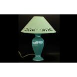 Pale Green China Based Lamp with matching pale green shade. Made by Marks & Spencer.