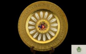 Aynsley Superb Quality and Hand Painted 22ct Gold Baroque Cabinet Plate,