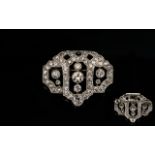 Early 20th Century Belle Époque Diamond Brooch Geometric milgrain set round cut diamonds,