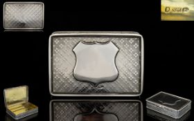 Nathaniel Mills Nice Quality Solid Silver Rectangular Shaped Snuff Box of Pleasing Proportions and