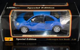 Maisto Special Edition Diecast Scale Model (1;18) Car VW New Beetle' blue colourway. As new in box.