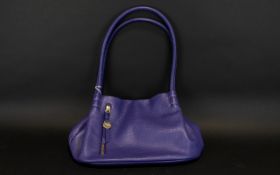 Fashion Bag in Purple. Twin handles, front zip and pocket with dog emblem.