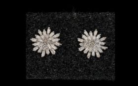 Diamond Starburst Stud Earrings,