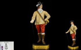 Royal Worcester Fine Quality Hand Painted Early Porcelain Figure of King Charles 1st of England,