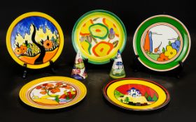 Collection of Limited Edition Clarice Cliff Plates and Salt & Pepper Shaker, plates to include,