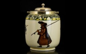 Royal Doulton Series Ware Number D2312 Isaac Walton Ware Fishing Biscuit Jar Barrel form jar with