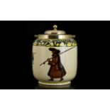 Royal Doulton Series Ware Number D2312 Isaac Walton Ware Fishing Biscuit Jar Barrel form jar with