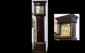 18th Century 30 Hour Long Cased Clock 12 Inch Brass Dial,