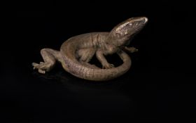 An Austrian Cold-Painted Bronze Salamander - Naturalistic And Modelled With Superb Detail Height 3.