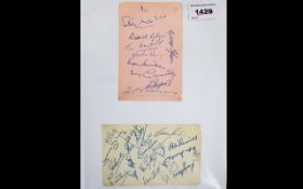 Football Interest - Blackpool FC Autographs from 1950s. Two sheets from an autograph book with