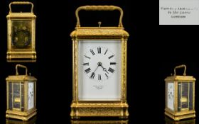 Arsene Margaine Very Fine Example of a Push Repeat Gilt 8 Day Striking Carriage Clock circa 1880.