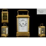 Arsene Margaine Very Fine Example of a Push Repeat Gilt 8 Day Striking Carriage Clock circa 1880.