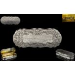 Nathaniel Mills Solid Silver Shaped Snuff Box of Excellent Proportions and Form, Gilt Interior,