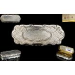 Early Victorian Period Nice Quality Solid Silver / Heavy Hinged Snuff Box of Very Pleasing Form.
