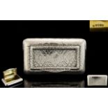 George III - High Quality Rare Solid Silver Hinged Lidded Snuff Box with Gilt Interior and Pleasing