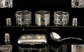 A Small Collection of Antique Silver Items ( 8 ) Pieces In Total.