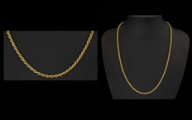 Ladies or Gents 9ct Gold Rope Twist Chain / Necklace. Fully Hallmarked for 9.375 Gold.