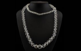A Long Strand Austrian Crystal Bead Necklace In good condition, comprising faceted beads, length, 36