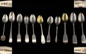 A Collection of Georgian & Victoria Silver Tea Spoons.