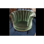 Early 20th Century Tub Chair - of circular form with upholstered scallop back,