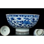 Chinese Antique Kangxi Footed Bowl Blue