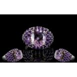 Amethyst and Rhodolite Garnet Dome Ring,