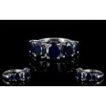 Sapphire Five Stone Band Ring, five oval