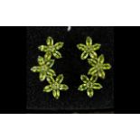 Peridot Triple Flower Earrings, each ear