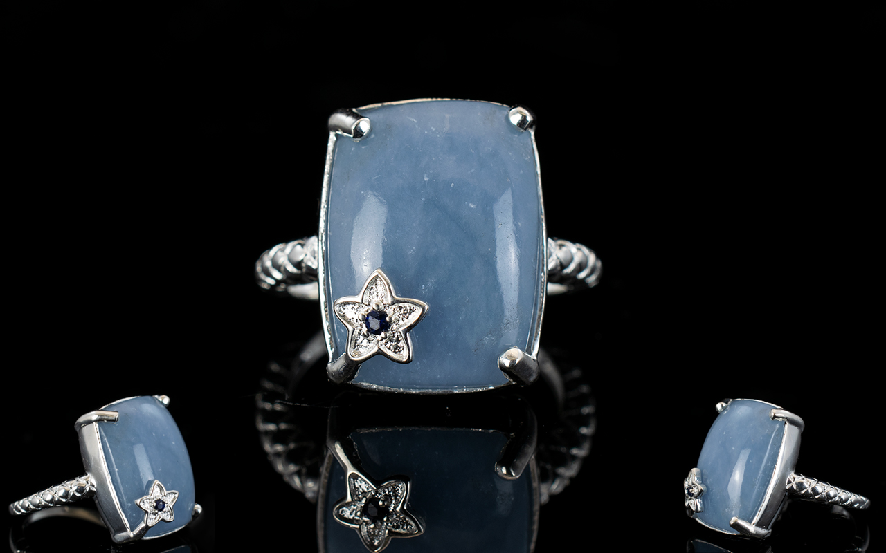 Angelite Statement Ring with sapphire se - Image 2 of 2