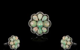 Opal Cluster Ring, comprising six pear c