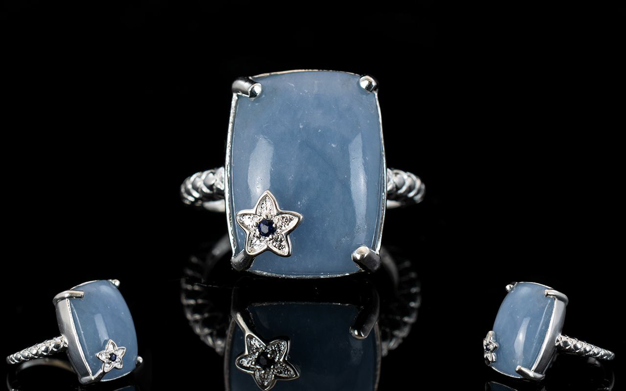 Angelite Statement Ring with sapphire se