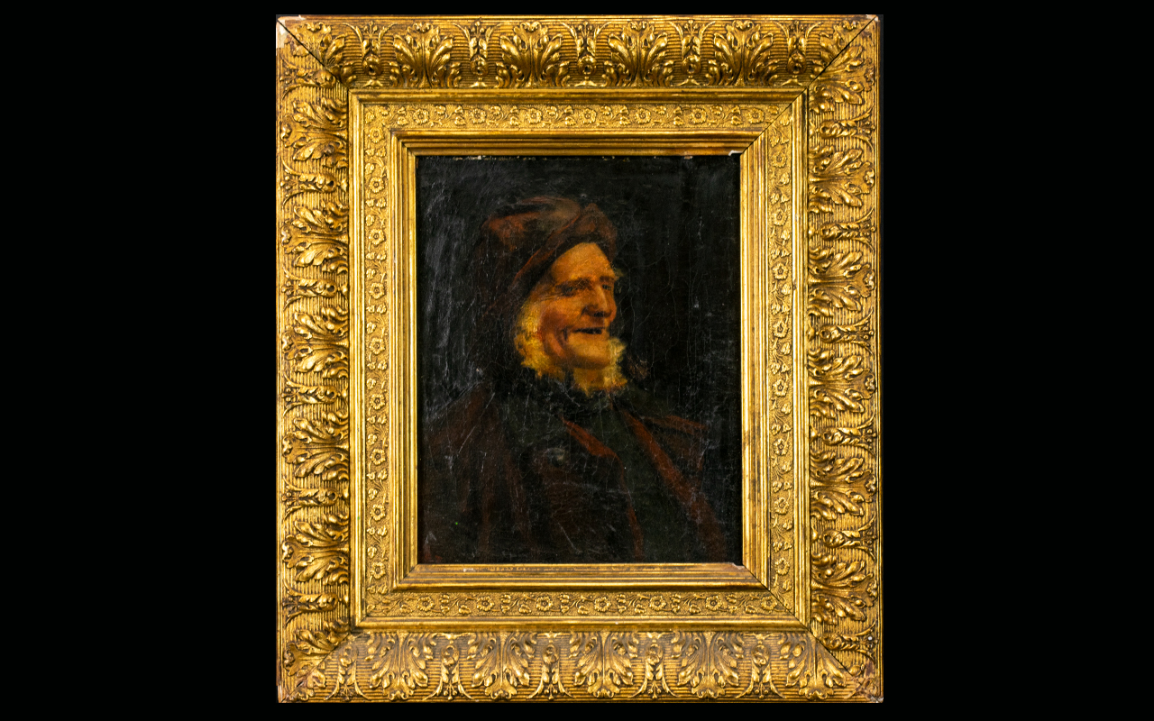 A 19th Century Portrait On Canvas Unsign