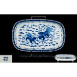 Chinese Antique Footed Blue And White De