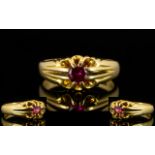 18ct Gold Gypsy Set Single Stone Ruby Set Dress Ring of Pigeon Blood Colour, Excellent Ruby.