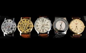 Gents Fashion Wrist Watches - Five In Total. Please See Accompanying Image.