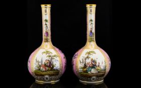 19th Century German Pair of Large & Impressive Vases with the Augustus Rex mark to undersides.