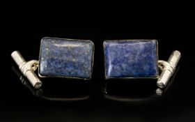 A Pair Of Lapiz Lazuli Cufflinks Contemporary gold tone cufflinks,