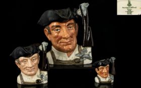 Royal Doulton Hand Painted Trio of Character Jugs (3) 1. Gunsmith Large D6573 issued 1963-1983.