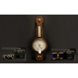 Oak Aneroid Barometer With Silvered Barometer And Thermometer Dials Marked 'T.A.R.S & W London.