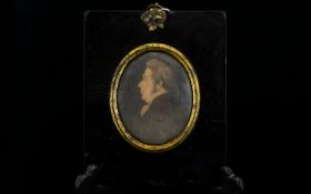 19th Century Framed Portrait ( Oil Painting ) Housed in ebonised Georgian frame, depicting