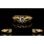 18ct Gold Single Stone Set Diamond Ring. Gypsy setting.