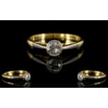 18ct Gold - Porcelain Single Stone Diamond Ring,